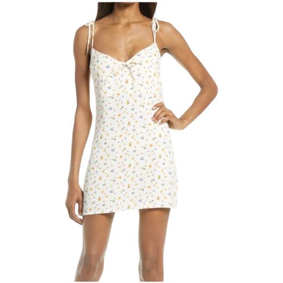 Reformation NWT Chandler Floral Minidress In Winnie Size XL Tie Shoulder Straps - Picture 1 of 9